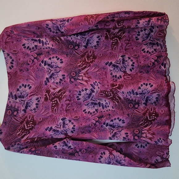 Vintage Y2K Twist Front Sheer Sleeve Lettuce Hem Top Fairy Core Whimsy Goth - Picture 2 of 6